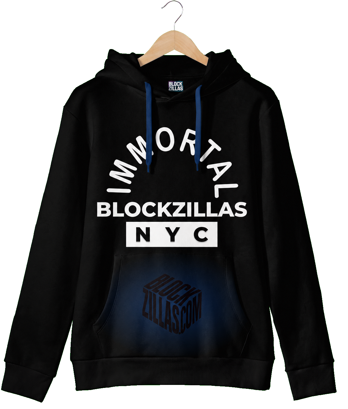 Black BlockZillas Immortal NYC pullover hoodie